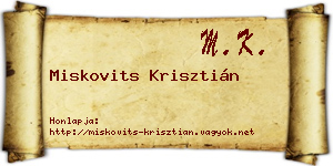 Miskovits Krisztián névjegykártya